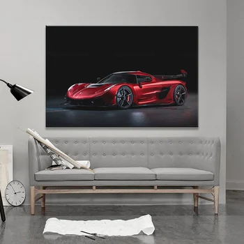 Mūsdienu Mākslas Izdrukāt Plakātu Koenigsegg 2019 Jesko 1600 Ķiršu Sarkanā Izdevums Auto Sienas Attēlu Audekls Gleznošanai Dzīvojamā Istaba Dekori Attēls 2