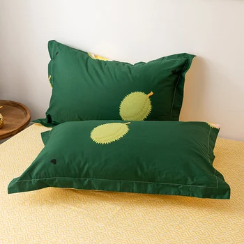 Ir 2021. Četru gabals gultas piederumi vienkārša kokvilnas dubultā sadzīves palagu sega segtu sabiezējums slīpēšana kopmītņu gultu lapa green durian Attēls 2