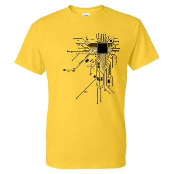 CPU Procesora Shēmas Diagramma T-kreklu apdruka Vīriešu Sieviešu tīrtoņa Krāsu Drukas Streetwear Modes Kokvilnas T krekls, Sporta Gadījuma t-veida Topi Vīrietis Attēls 2