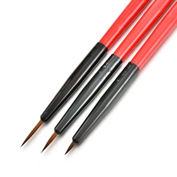 3Pcs/Komplekts Nail Art Starplikas, Krāsotas Suku Tievu Svītru Līniju Zīmēšanas Pildspalvas DIY UV Gēla Padomus francijas Piegādes Dizaina Manikīra Instruments 5/7/11mm Attēls 2