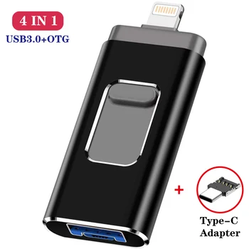 4 1 OTG USB zibatmiņas disks Usb 3.0 pen drive iPhone/iPAD/Android Viedtālrunis/Tablet/PC 8GB 16GB 32GB 64GB, 128GB Pendrive 256G Attēls 2
