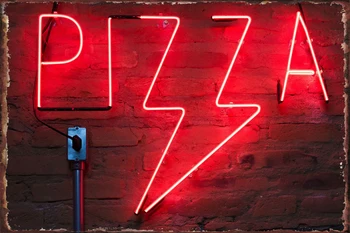 Pizza Rozā Neona Zīme Alvas (Skārda) Plāksnes, Sienas Dekori Telpu Dekorēšana Retro Vintage Metāla Zīmju Skārda Zīme Mājas Klubs Cilvēks Ala Kafejnīca Krogs Attēls 2