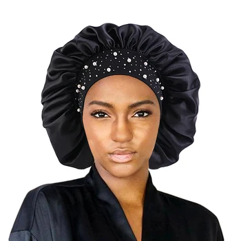 Nesen Sieviešu Satīna Rhinestone Miega Cepuri Nakts Miega Klp Matu Kopšanas Salons Grims Galvas Musulmaņu Hijab Galvas Vāka Pārsegs Cepure Attēls 2
