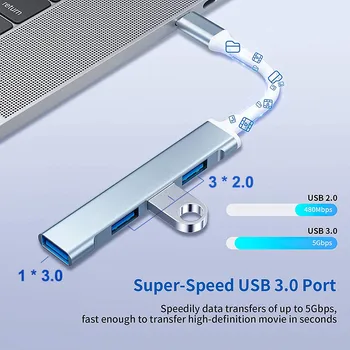 USB Type C HUB 4 Ports USB 3.0 Sadalītājs Ar Micro USB Strāvas Vairākas Ostas ātrgaitas OTG Adapteri Datoru, Portatīvo datoru Piederumi Attēls 2