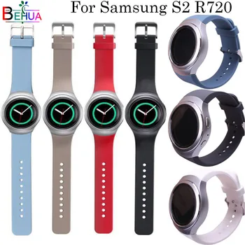 Skatīties Siksnu Samsung Rīku S2 R720 Nomaiņa Silikona vienkrāsainu Sporta Watchband Siksnas Samsung s2 smart pulksteņu siksniņas Attēls 2