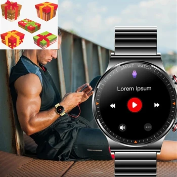 Ir 2021. Displejs Smart Skatīties Vīrieši Bluetooth Zvanu IP68 Ūdensnecaurlaidīga Mūzikas Atskaņotājs Saiti Bluetooth Austiņas Smartwatch Vīriešiem, Ziemassvētku Dāvanas Attēls 2