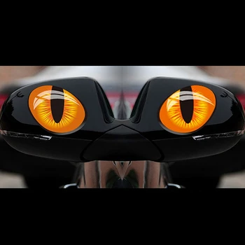 2GAB Gudrs Simulācijas Kaķu Acis 3D Auto Uzlīmes Atpakaļskata Spogulī, Auto Uzlīmes Auto Piederumi Galvas Vāka Windows Apdare Attēls 2