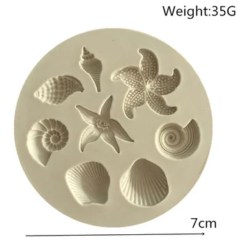 Kūka Dekorēšanas Instrumenti DIY Jūras Radības Gliemežnīcu, jūras zvaigzne Shell Pomādes Konfektes, Kūkas Silikona Veidnes Radošo DIY Šokolādes Pelējuma Attēls 2