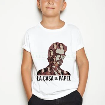 La Casa De Papel t krekls bērniem Harajuku burtiem drukāt Īsām Piedurknēm smieklīgu Naudu Heist Māja Papīra Hip Hop Topi, t-veida Attēls 2