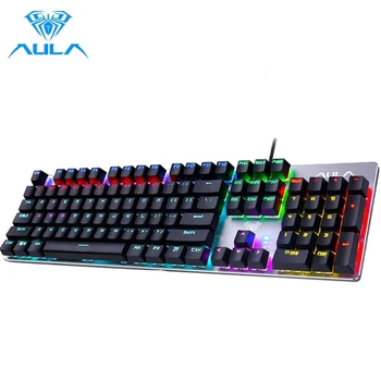 AULA S2016 Mechanical Gaming Keyboard 104Keys Anti-dubultattēlu USB Vadu Samaisa tastatūra ar Aizmugurgaismojumu Zilā Slēdzis Spēlētājs Klēpjdators, Desktop Attēls 2
