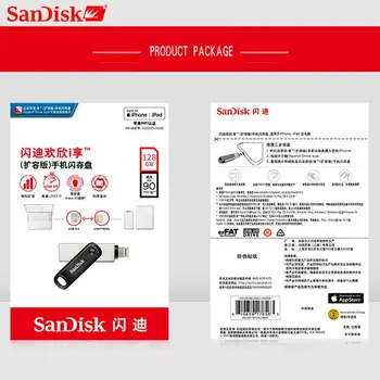 SanDisk Jaunu USB zibatmiņu iXPand U Diska OTG Lightning USB3.0 Stick 256 GB 128GB MFi iPhone & iPad Pen drive IX60N Attēls 2