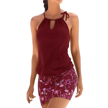 Modes Sievietes Mini Pludmales Apsēju Kleitas Gadījuma Drukāt Bez Piedurknēm, Elegants Salaist Beach Mini Kleita Pludmales Kleita Vestidos Vasaras Attēls 2