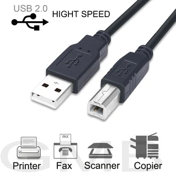 JAUNS USB High Speed 2.0 A-B Vīriešu Kabelis, Canon, Brother Samsung Hp Epson Printera Vads 1m 3feet Attēls 2