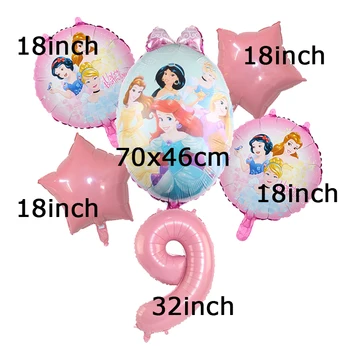 Disney Princess Snow White Pelnrušķīte Folija Balona, Uzstādiet Meitene, Dzimšanas Dienas Svinības Apdare Baby Dušas Varavīksnes Digitālo Hēlija Bumbu Attēls 2