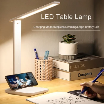 Radošā LED Galda Lampa USB Uzlādes (Plug-in Trīs krāsu Temperatūras Regulēšana Mācību Galda Lampa Aptumšojami Touch Nakts Gaisma Attēls 2