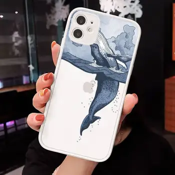 Gudrs zilais valis slepkava vaļu karikatūra Telefonu Gadījumos Matēts Caurspīdīgs iPhone 7 8 11 12 s mini pro X XS XR MAX Plus segtu būtiska Attēls 2