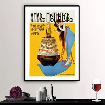 Amaro Melnkalne Vintage Pārtika un Dzērieni Plakātu Plakātu Papīra Uzlīme Audekls Drukāt Dāvanu Ideju glezna attēlus Dzīvojamā istaba Dekori Attēls 2