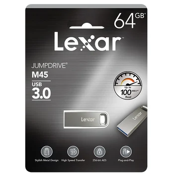 Lexar JumpDrive M45 USB 3.1 Flash Drive 32gb 128gb līdz 100MB/s lielu Ātrumu Pen Drive 64GB Metāla Pendrive Atmiņas karti un U diska Attēls 2