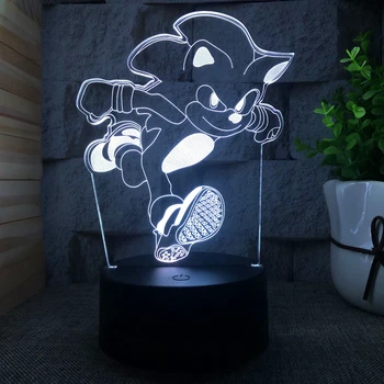 Sonic attēls 3D modeli Nightlight LED 7color Mainot Lampas Sonic Rīcības Attēls Guļamistaba dekorēšana rotaļlietas bērnu bērniem dzimšanas dienas dāvana Attēls 2