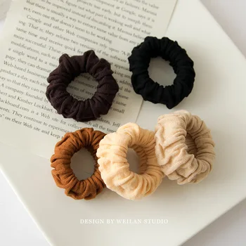 Japāņu bieza kafijas krāsā kroku dvieļu gredzenu~ins vēja vienkāršs un universāls matu gredzenu, augsta elastība biezu matu aksesuāri Attēls 2