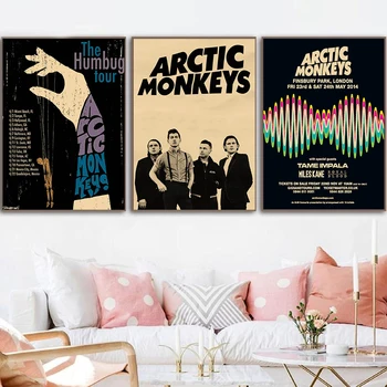 Retro Plakātu Rokgrupa Arctic Monkey Mākslas Apdare Attēlu, Bārs, Kafejnīca Augstas Kvalitātes Kanvas Glezna Viesistabā Sienas, Mājas Dekoru Attēls 2