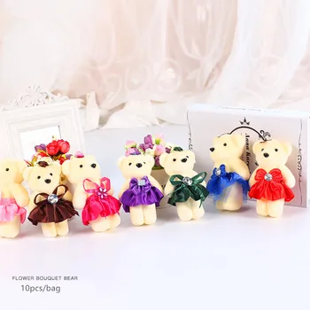 10pcs/daudz 12cm Teddy Bear Rotaļlietas, Plīša Lelles Mini Rotaļu lācīti Ziedu Pušķis Apdare Attēls 2