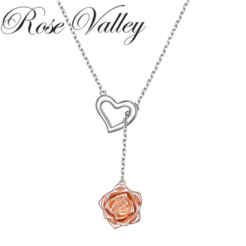 Rose Valley Rožu Kulons, Kaklarota Sievietēm, Ziedu Piespraudes Modes Rotaslietas Meitenēm Dāvanas RSN006 Attēls 2