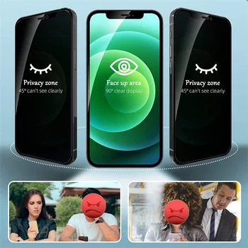 2GAB Privātuma Ekrāna Aizsargs, Rūdīts Stikls iPhone 11 12 13 PRO MAX Mini Compatiable ar X XR XS MAX Anti Spy Stikla Plēves Attēls 2