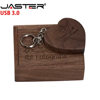 JASTER 2018 karstā pārdošanas koka Mīlestība, sirds formas USB+BOX USB 3.0 4GB 8GB 16GB 32GB 64GB USB flash drive (bezmaksas custom logo) Attēls 2